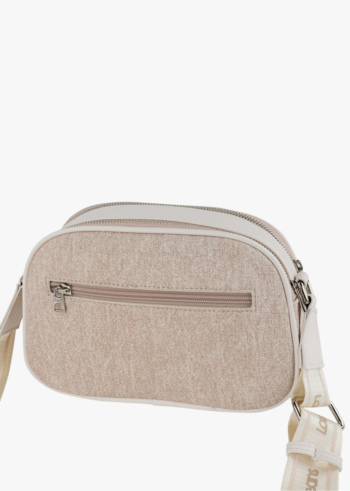 Bandolera ajustable logo frontal bolsillo trasero beige