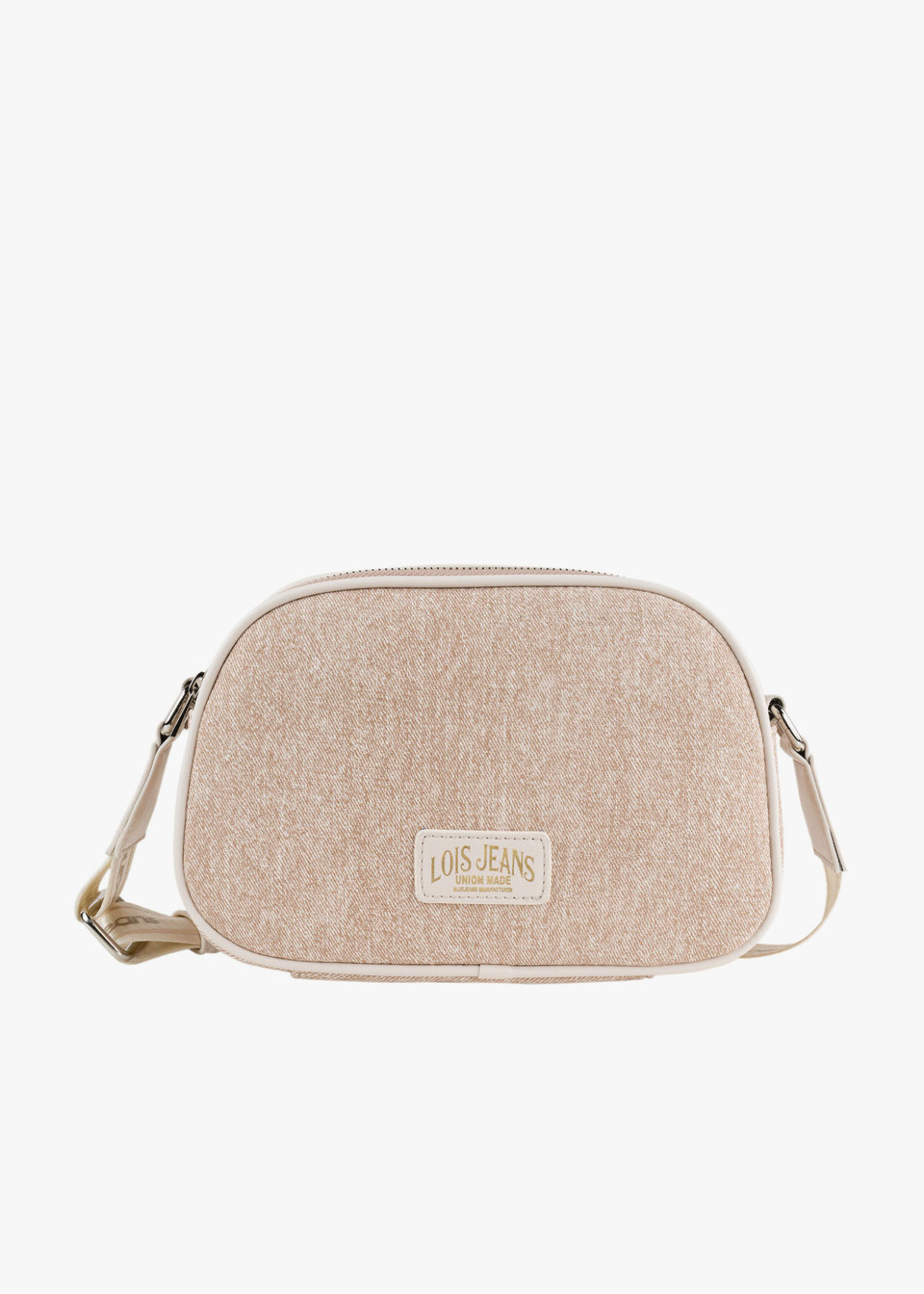 Bandolera ajustable logo frontal bolsillo trasero beige