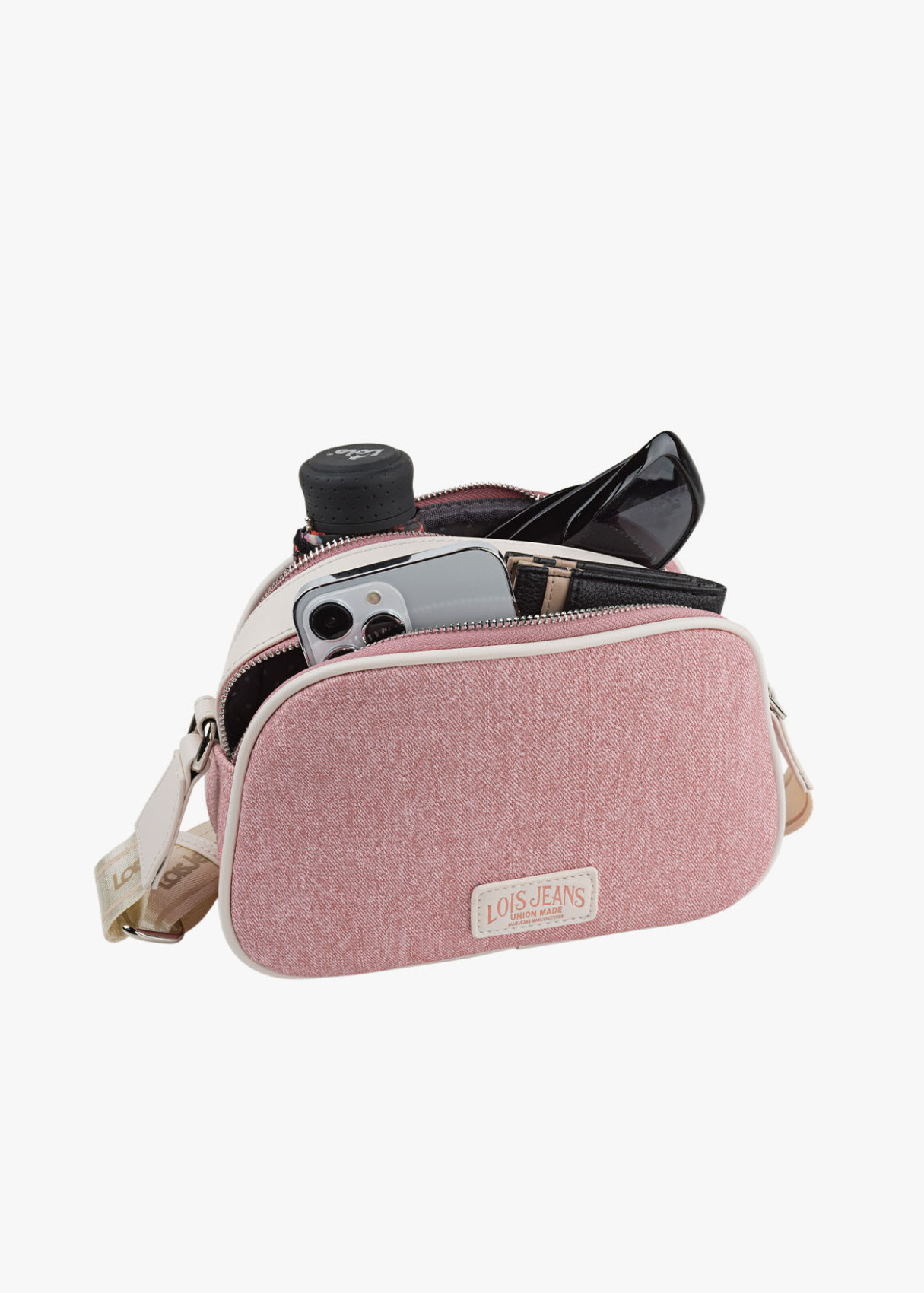 Bandolera ajustable logo frontal bolsillo trasero rosa