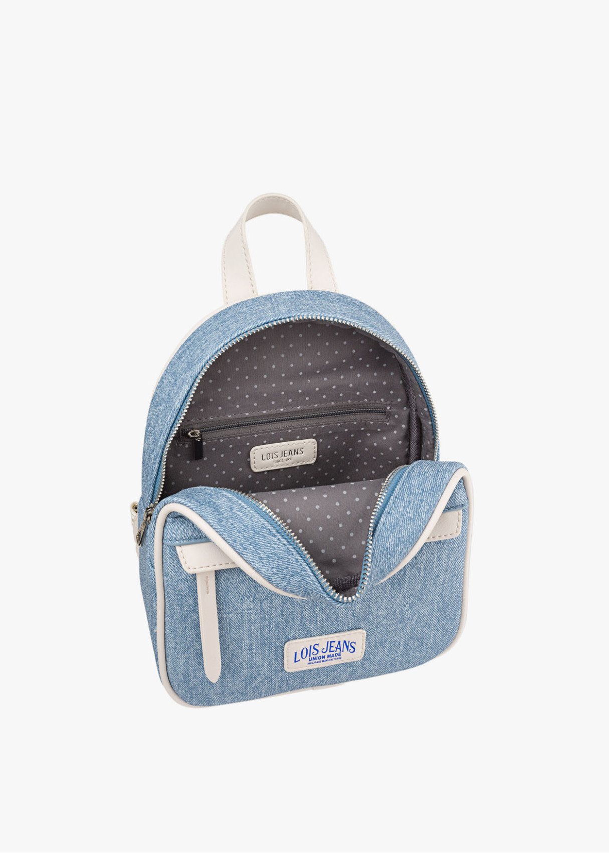 Mochila ajustable antirrobo bolsillo frontal cremallera azul