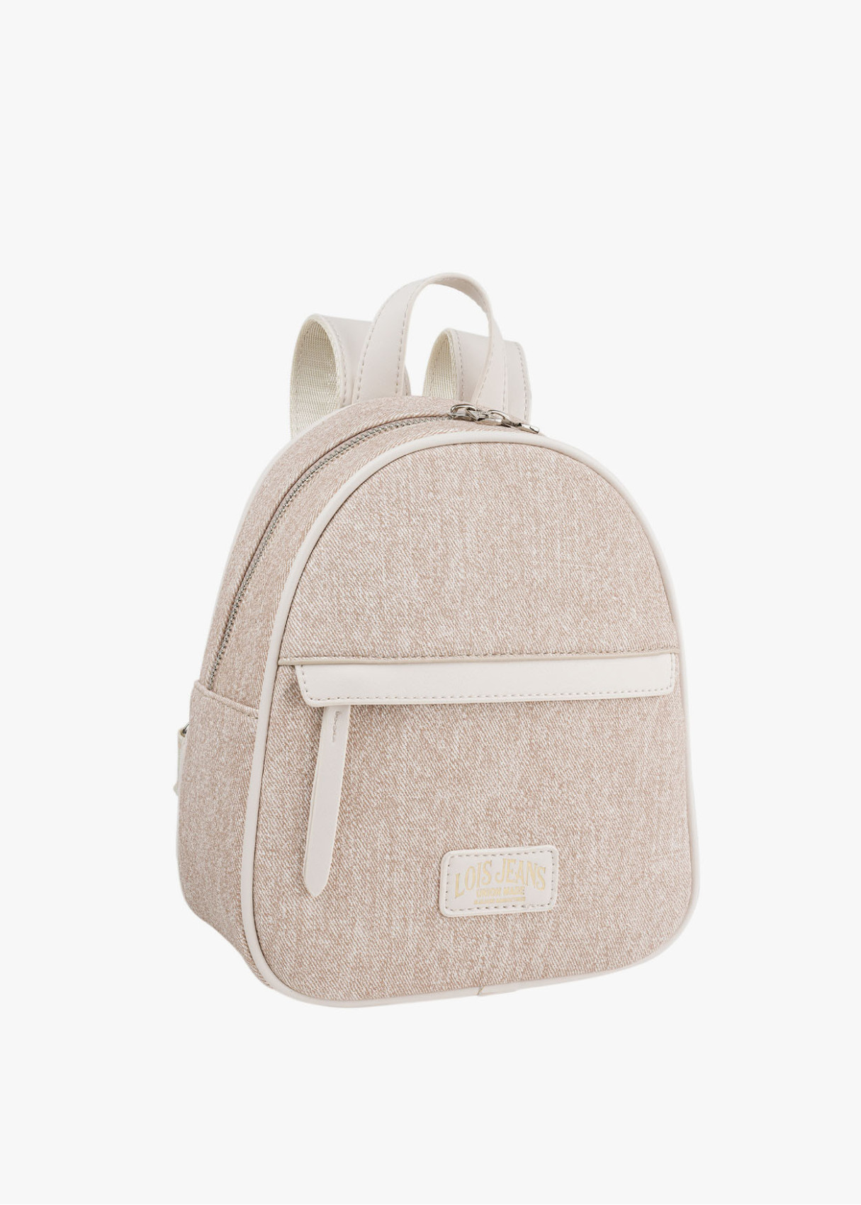 Mochila ajustable antirrobo bolsillo frontal cremallera beige
