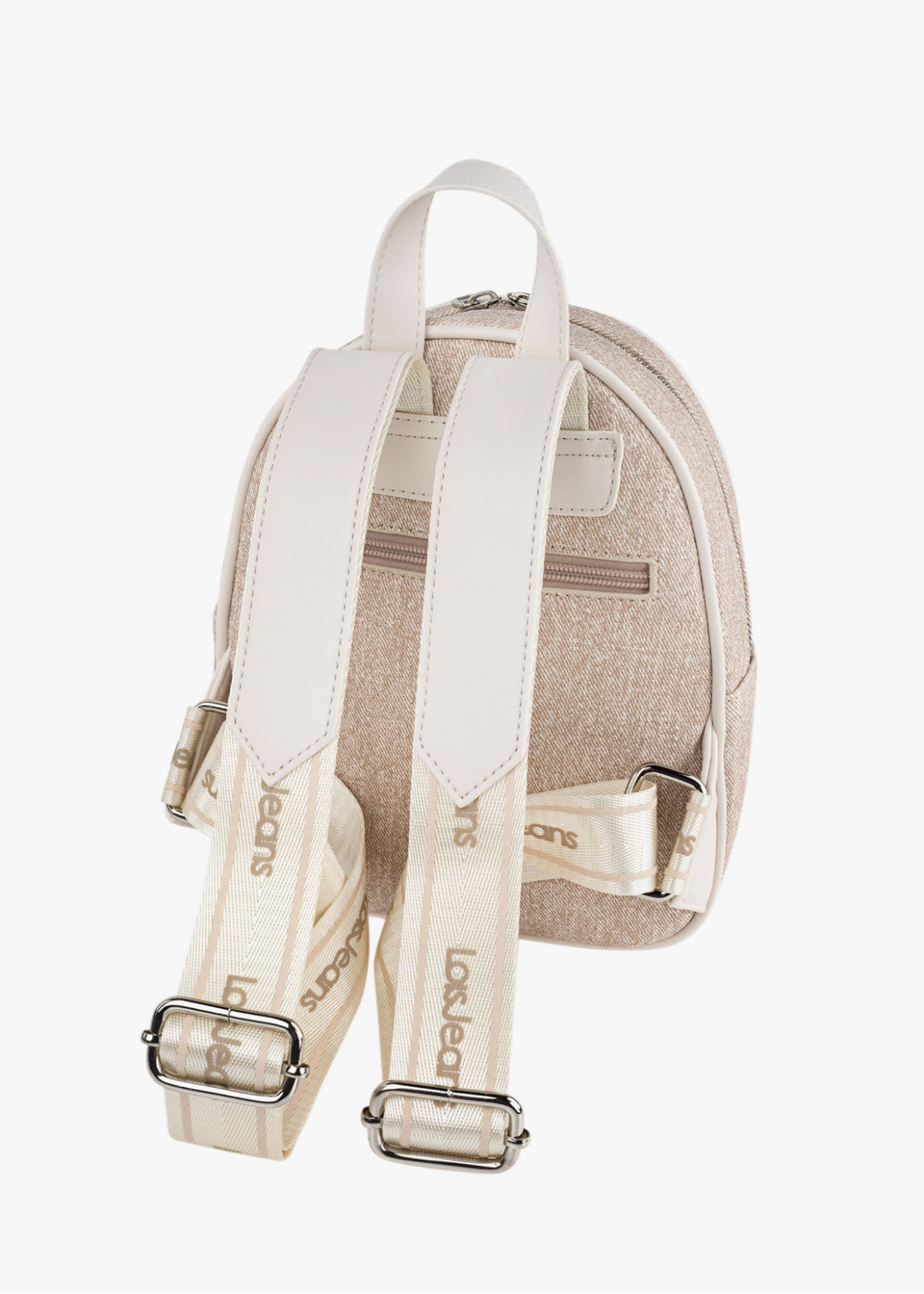 Mochila ajustable antirrobo bolsillo frontal cremallera beige