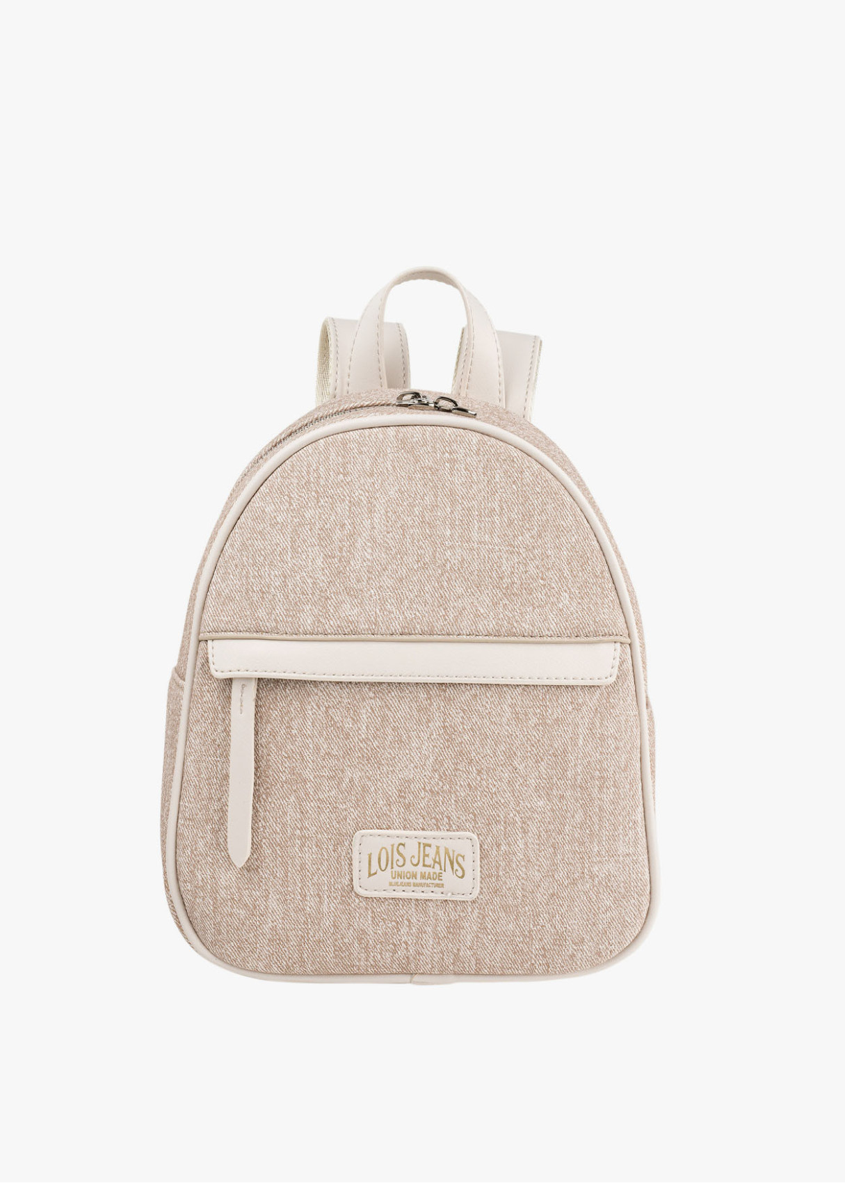 Mochila ajustable antirrobo bolsillo frontal cremallera beige