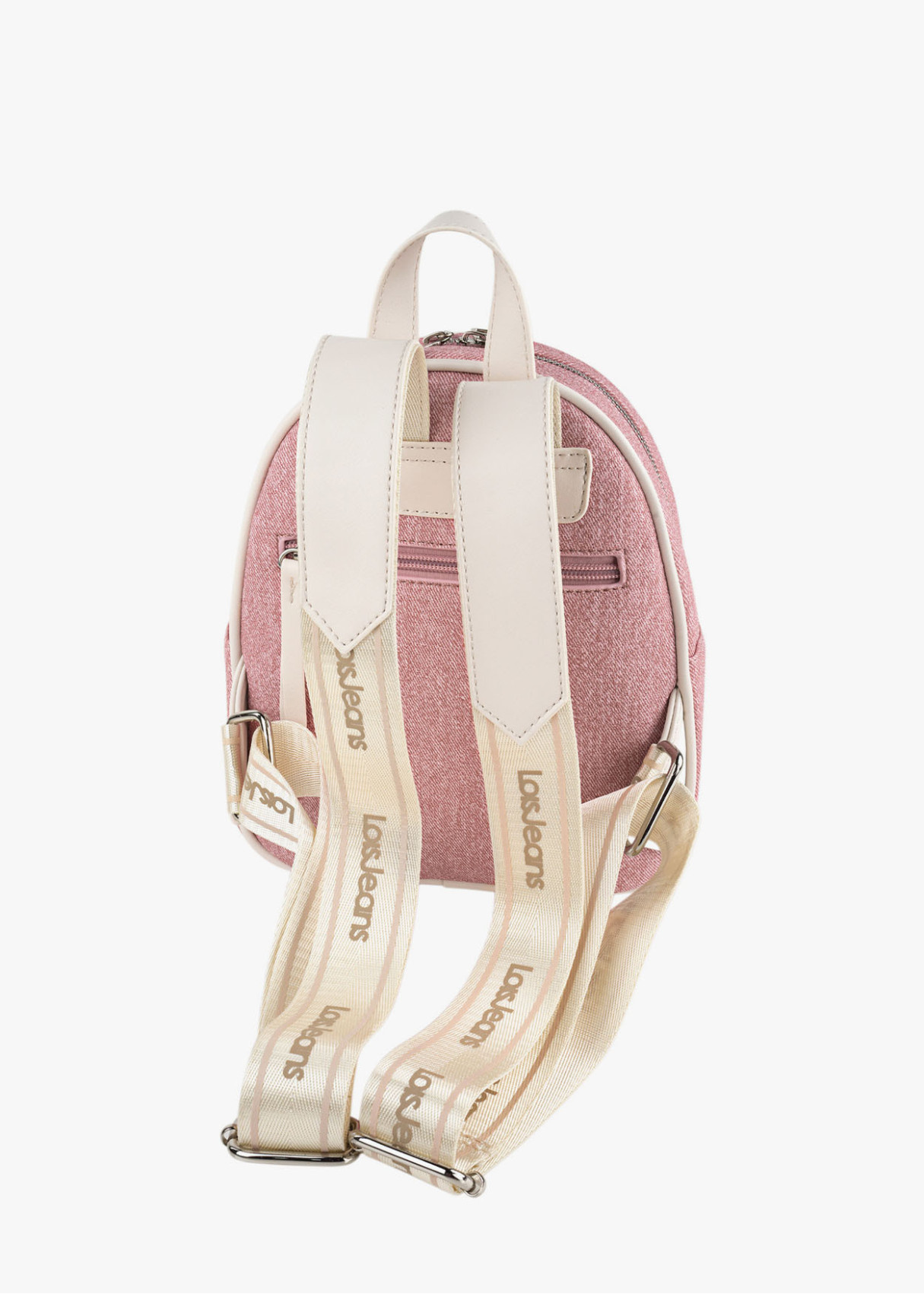 Mochila ajustable antirrobo bolsillo frontal cremallera rosa