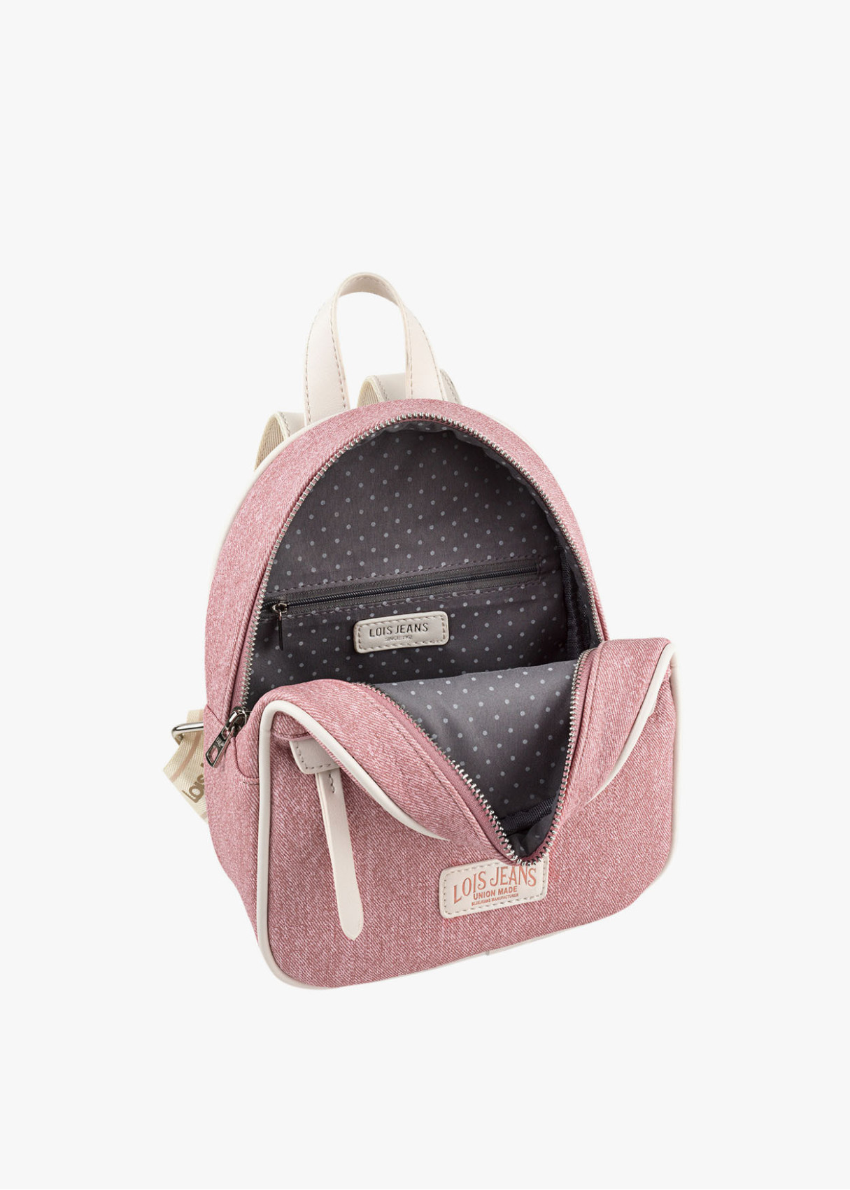 Mochila ajustable antirrobo bolsillo frontal cremallera rosa