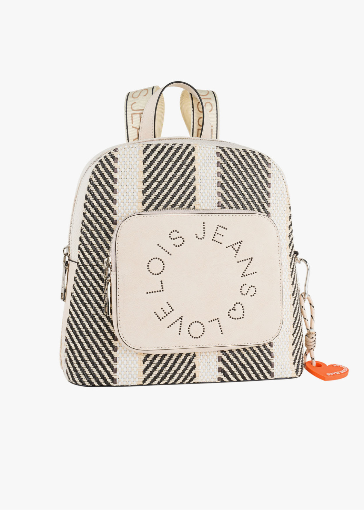 Mochila antirrobo impermeable estampado rayas Lois Love beige