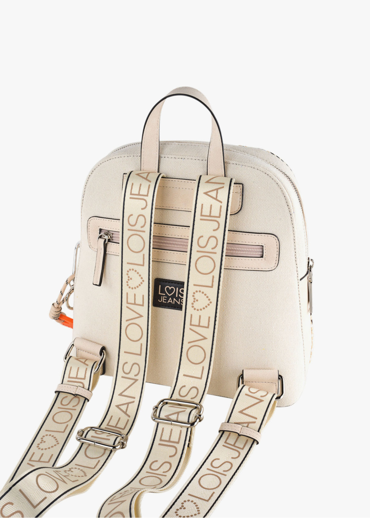 Mochila antirrobo impermeable estampado rayas Lois Love beige