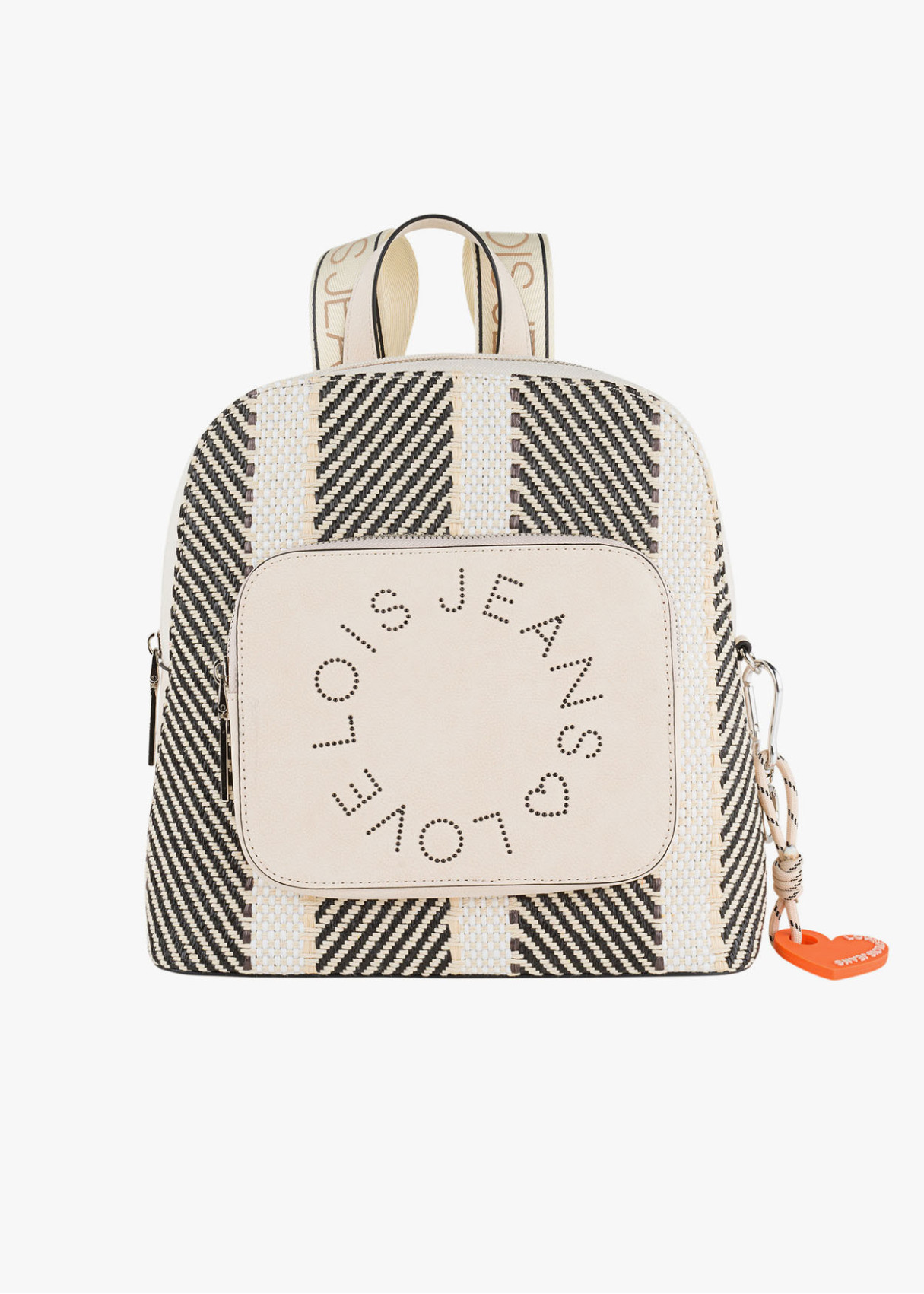Mochila antirrobo impermeable estampado rayas Lois Love beige