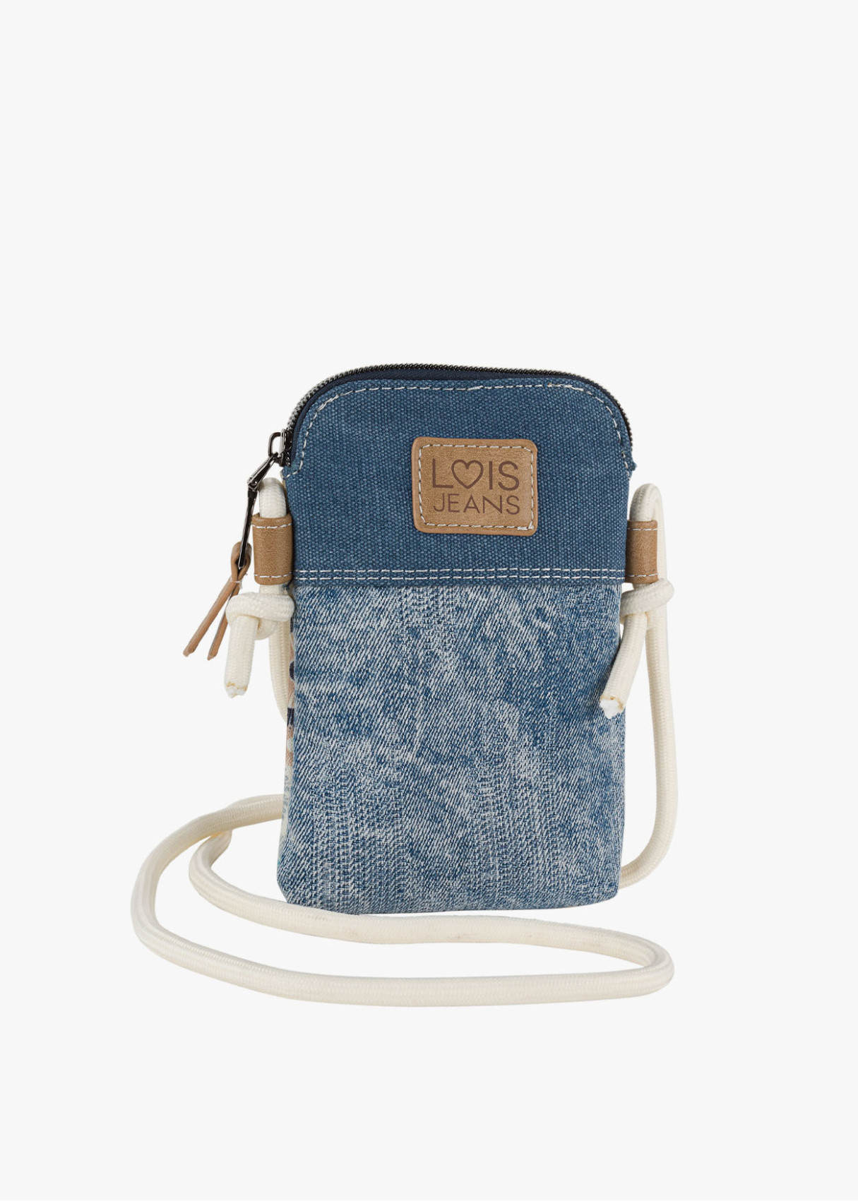 Bolso bandolera móvil estampado denim azul