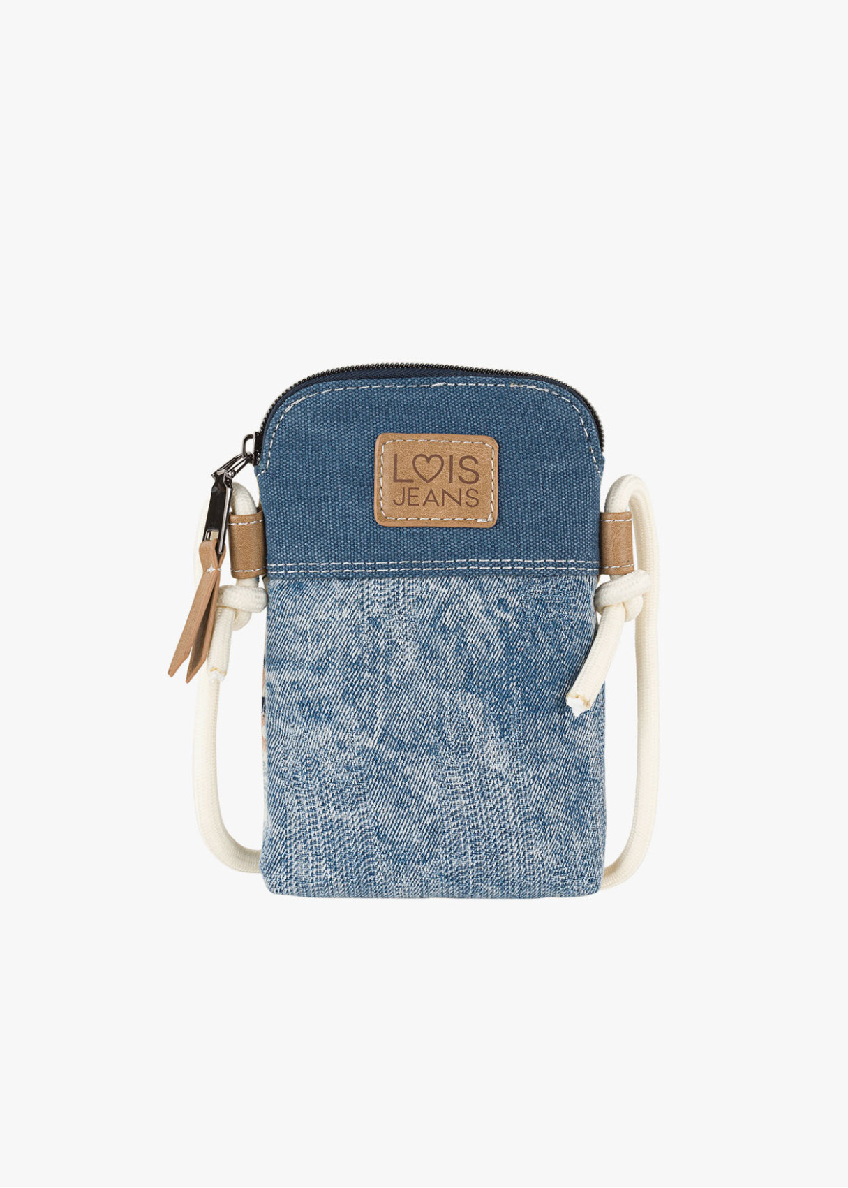 Bolso bandolera móvil estampado denim azul