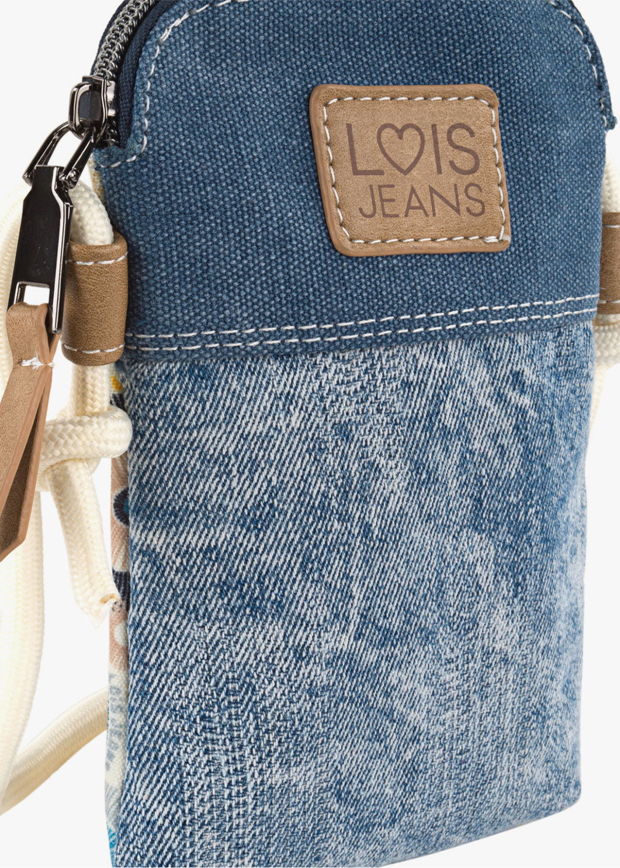 Bolso bandolera móvil estampado denim azul