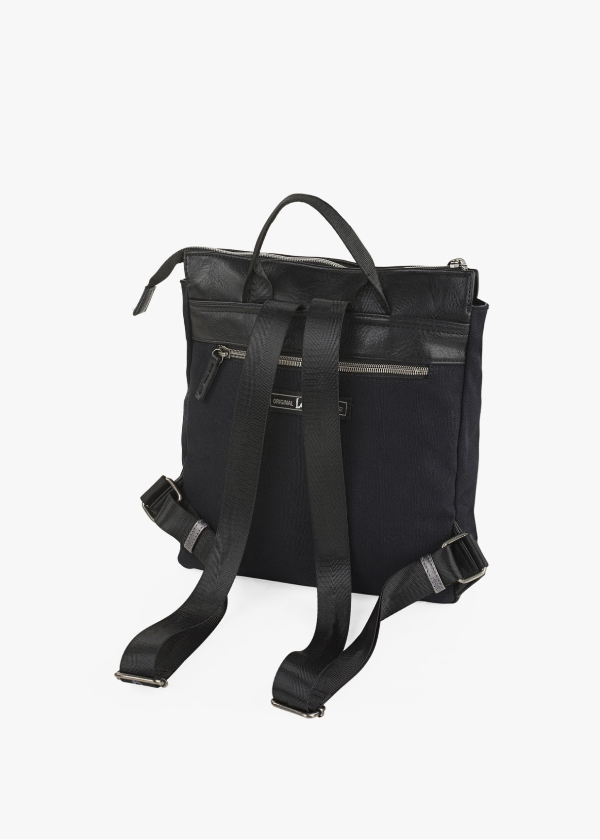 Mochila ajustable antirrobo estampado frontal con cremalleras negra