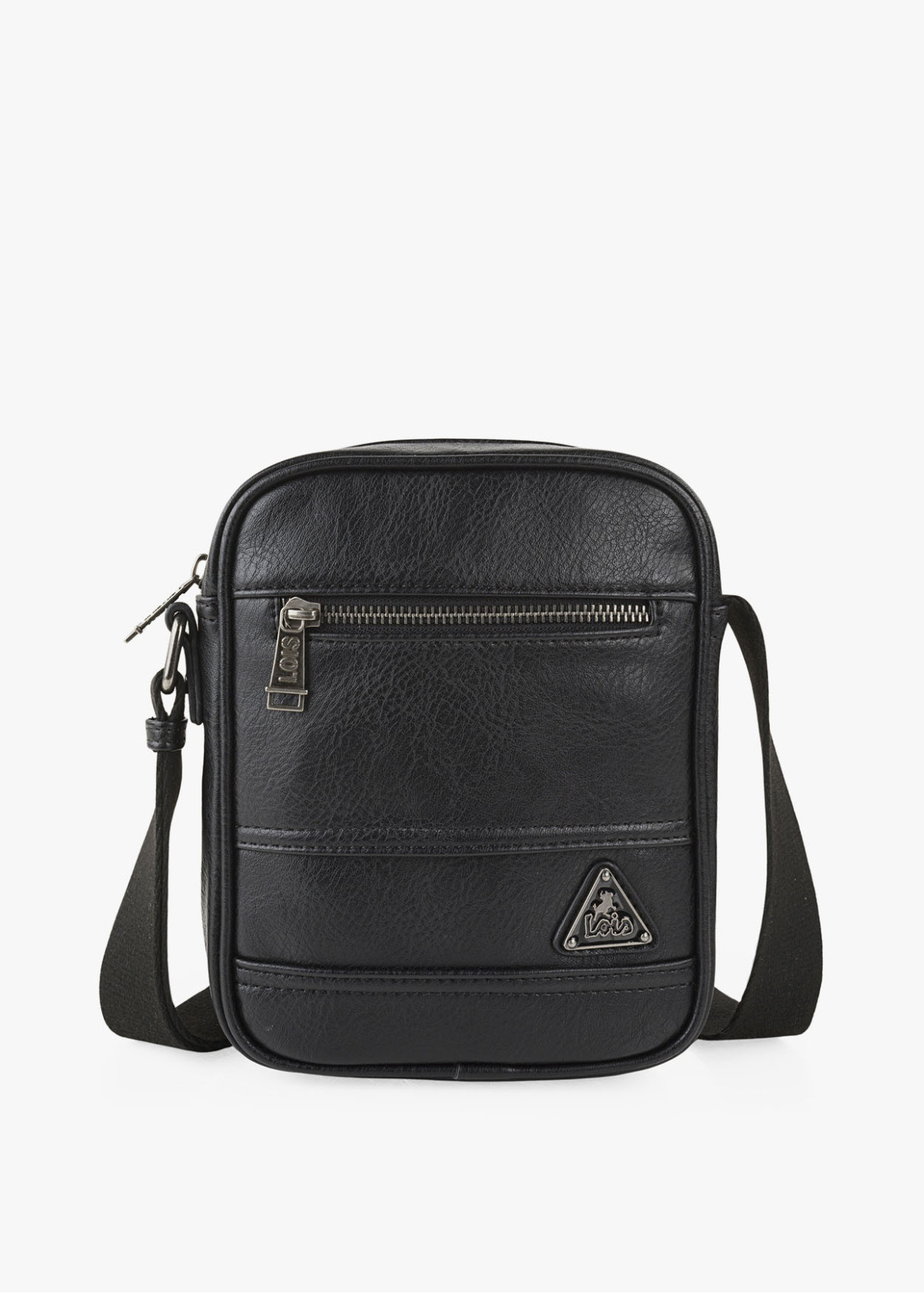 Bandolera Ajustable bolsillo frontal logo metálico negra
