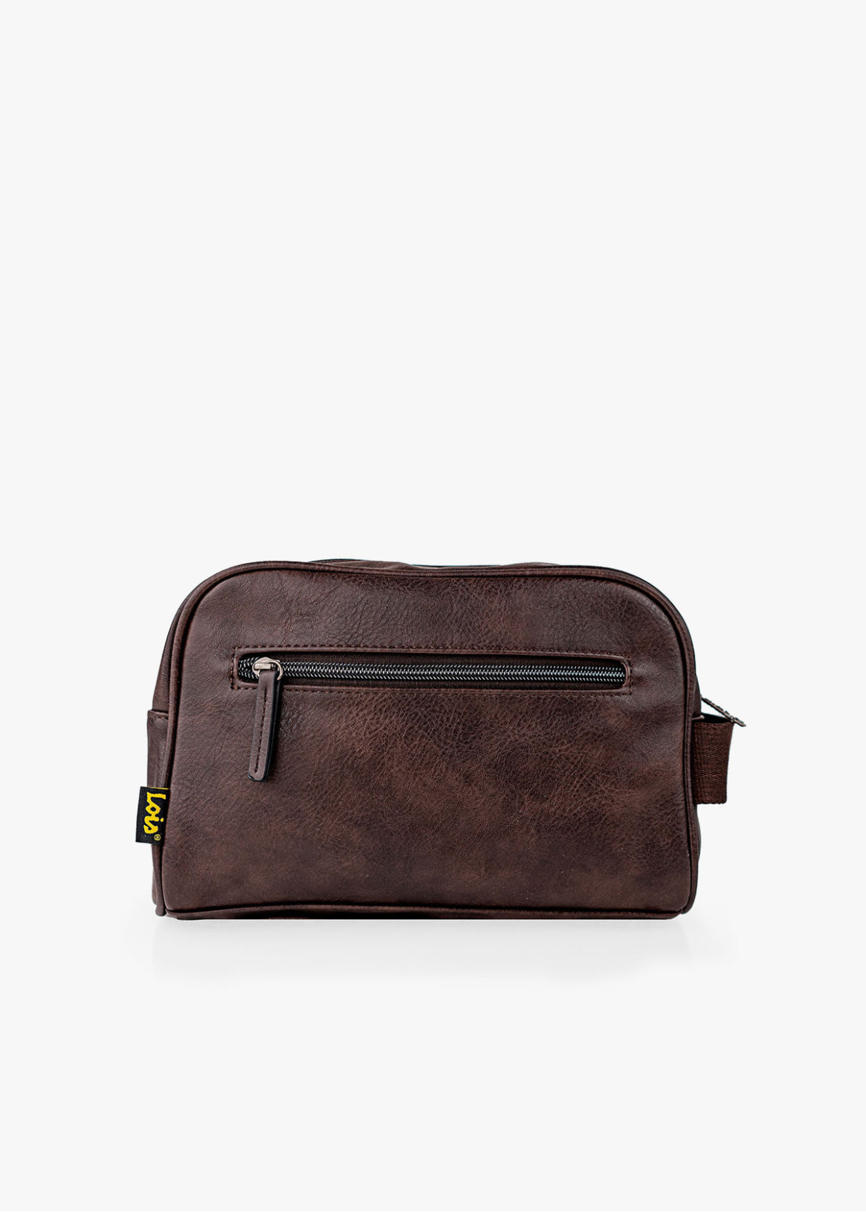 Neceser Pequeño cremalleras y asa lateral marrón
