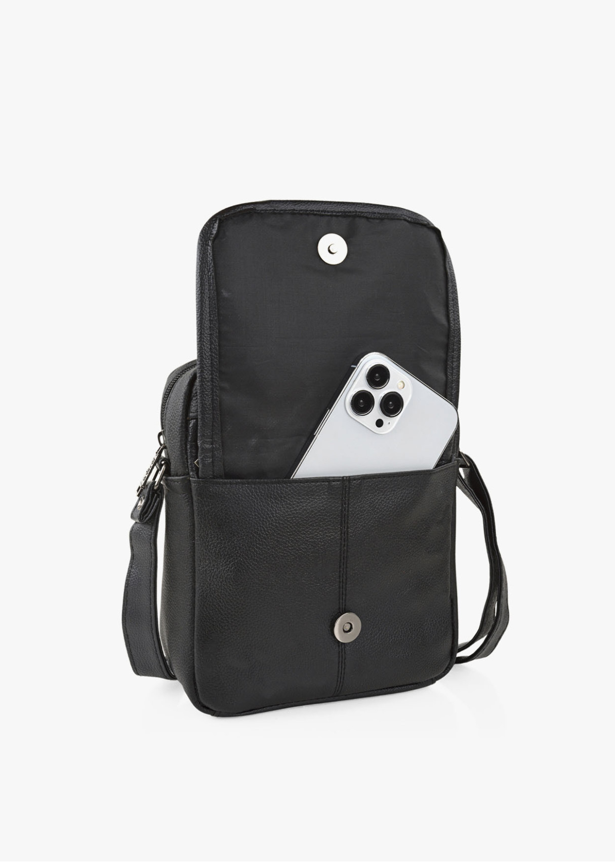 Bandolera ajustable solapa bolsillo negra