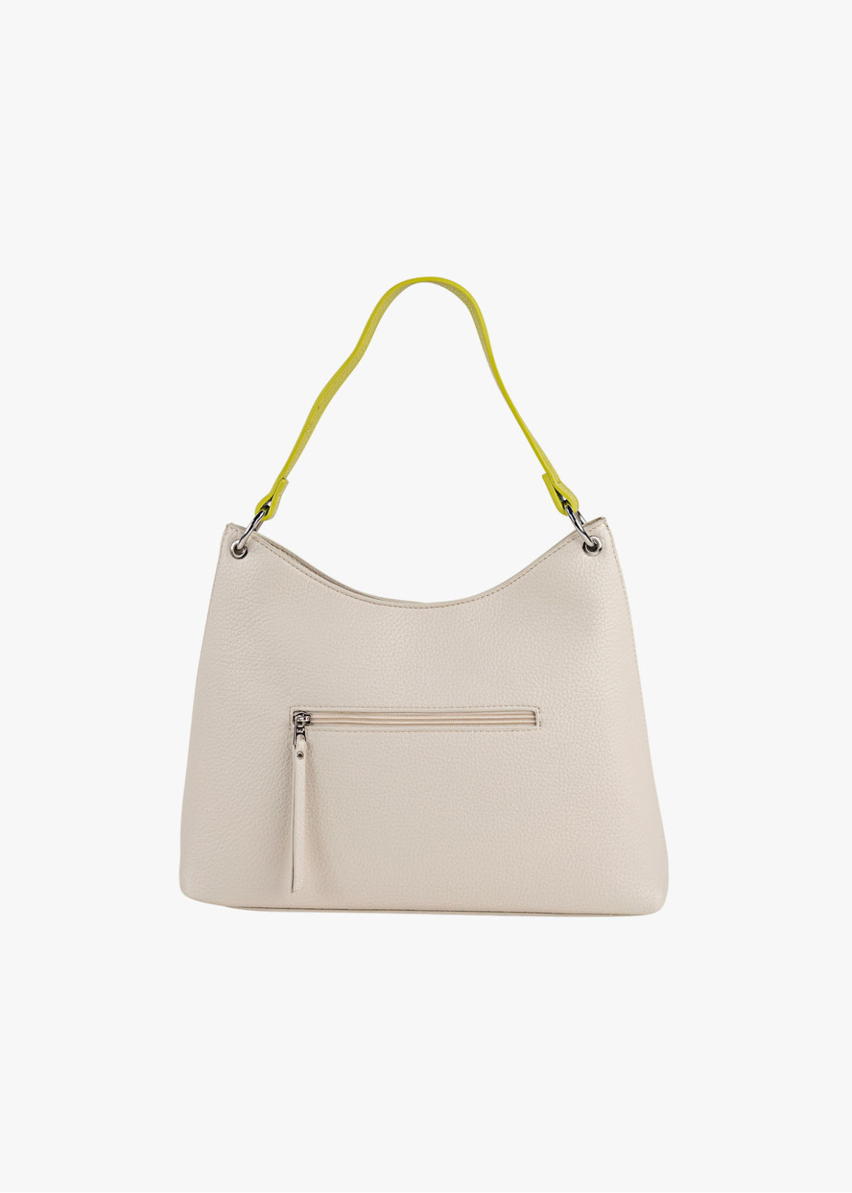 Bolso shopper bolsillo trasero bicolor beige