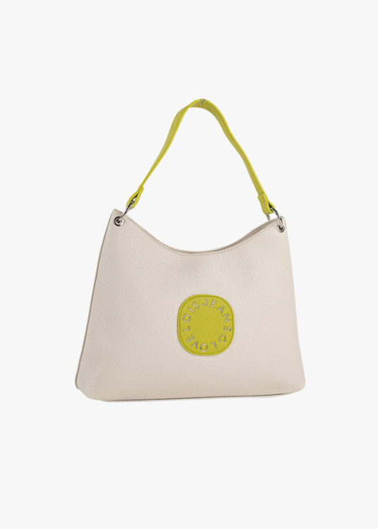 Bolso shopper bolsillo trasero bicolor beige