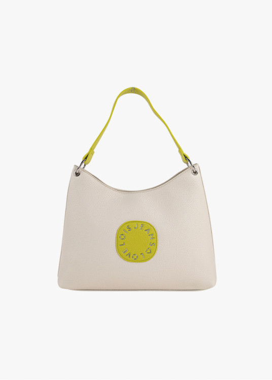 Bolso shopper bolsillo trasero bicolor beige