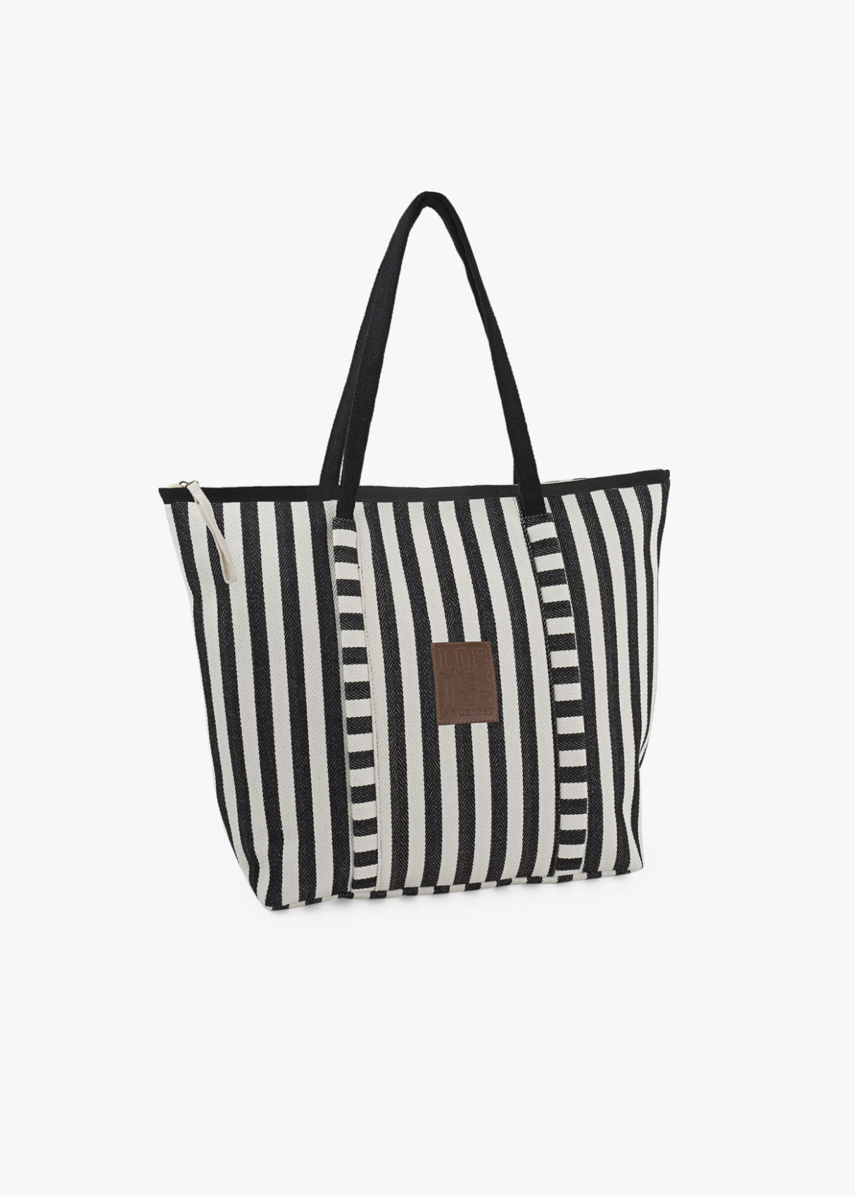 Bolso Playa Grande cremallera rayas negro