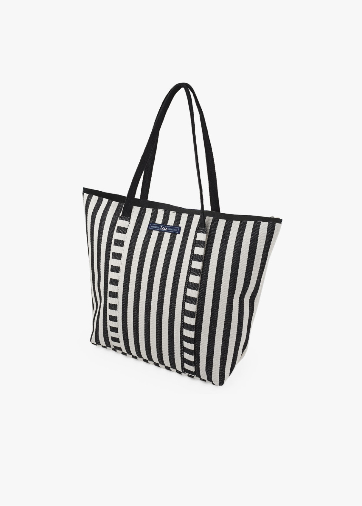 Bolso Playa Grande cremallera rayas negro