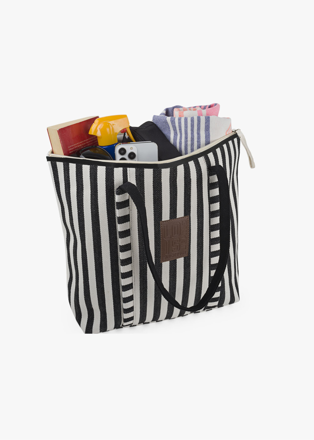 Bolso Playa Grande cremallera rayas negro