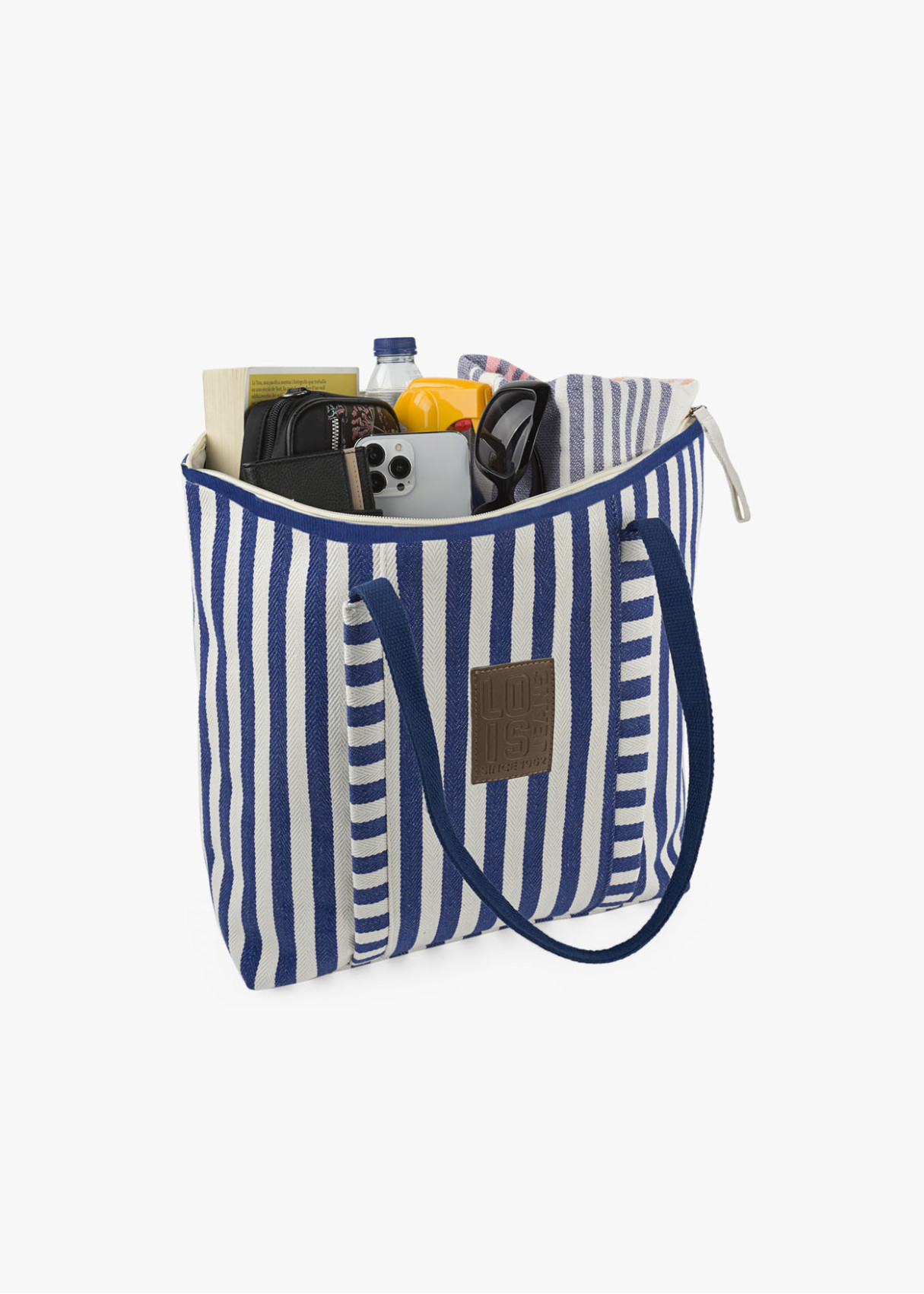 Bolso Playa Grande cremallera rayas azul