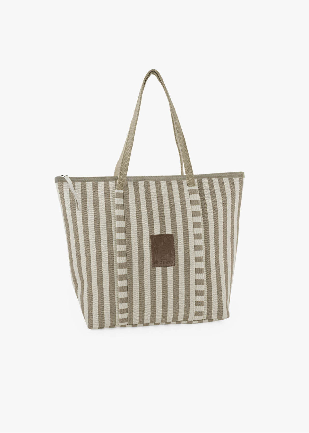 Bolso Playa Grande cremallera rayas taupe
