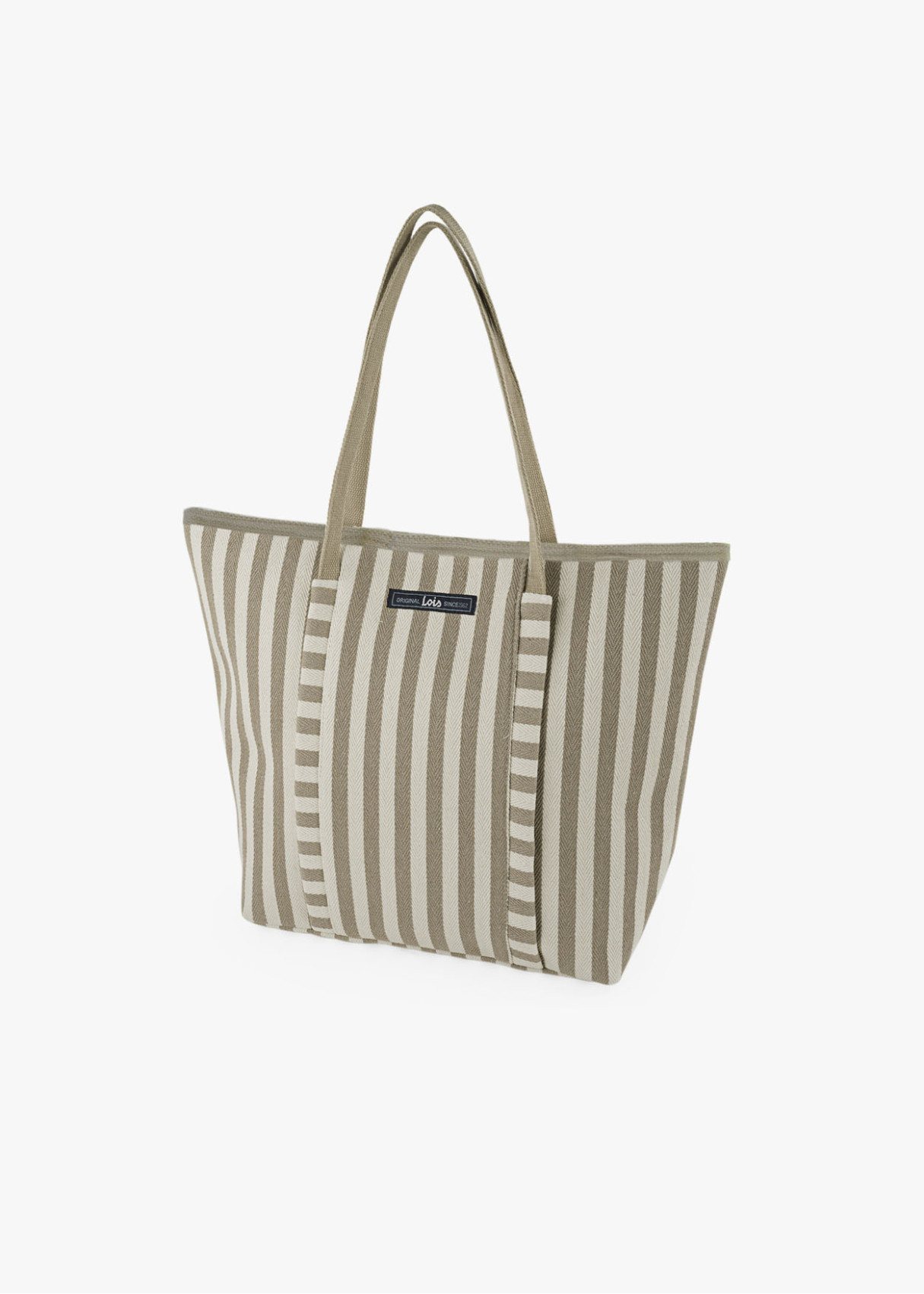 Bolso Playa Grande cremallera rayas taupe