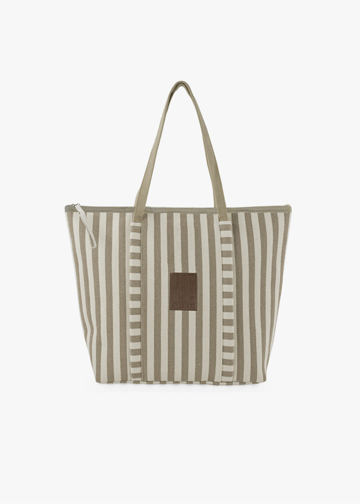 Bolso Playa Grande cremallera rayas taupe