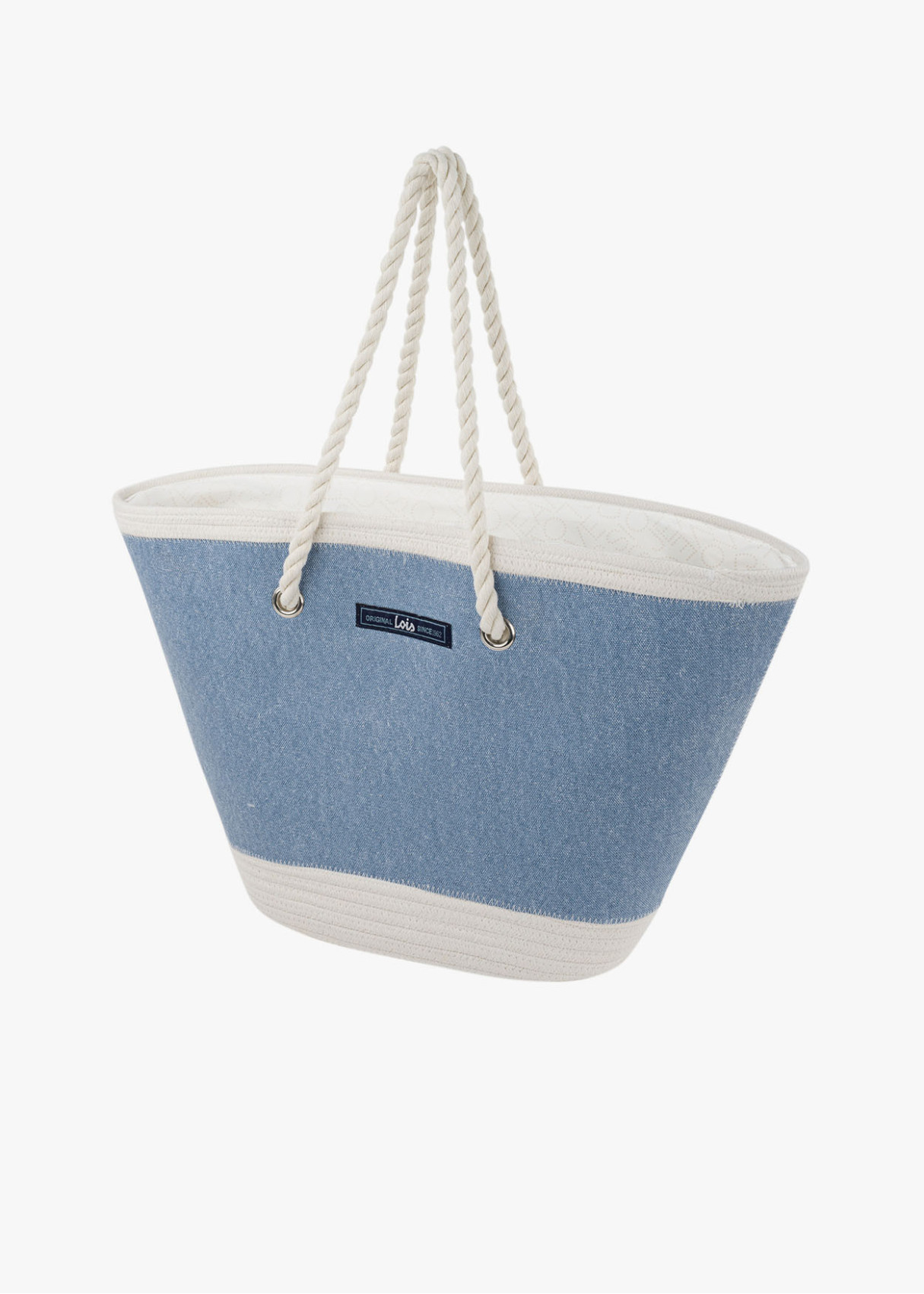 Bolsa Playa cremallera logo bordado azul