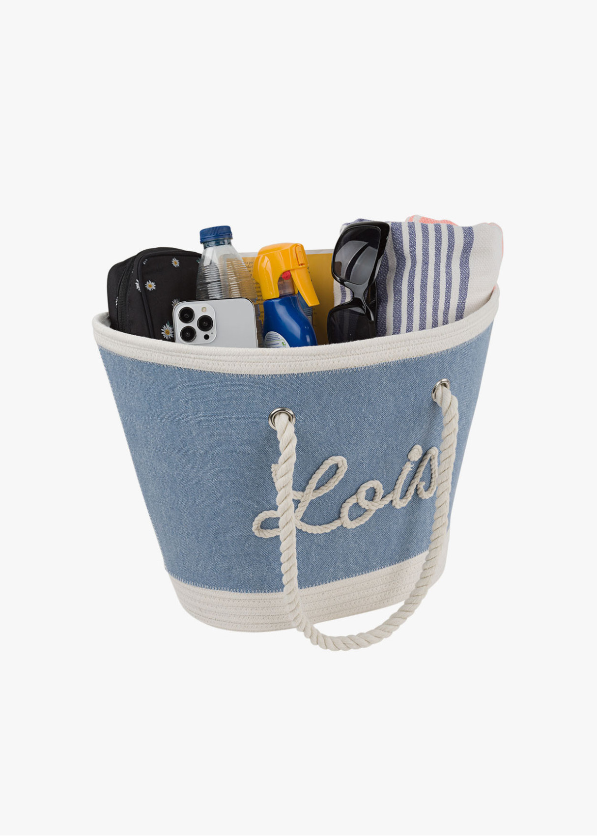 Bolsa Playa cremallera logo bordado azul