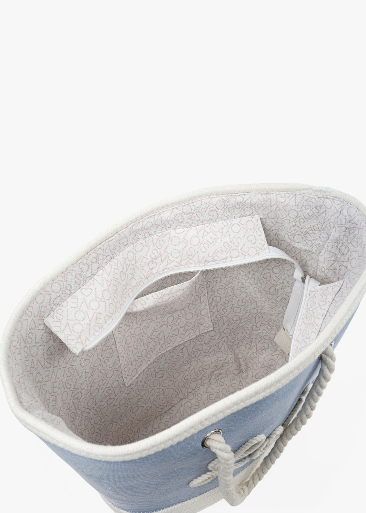 Bolsa Playa cremallera logo bordado azul