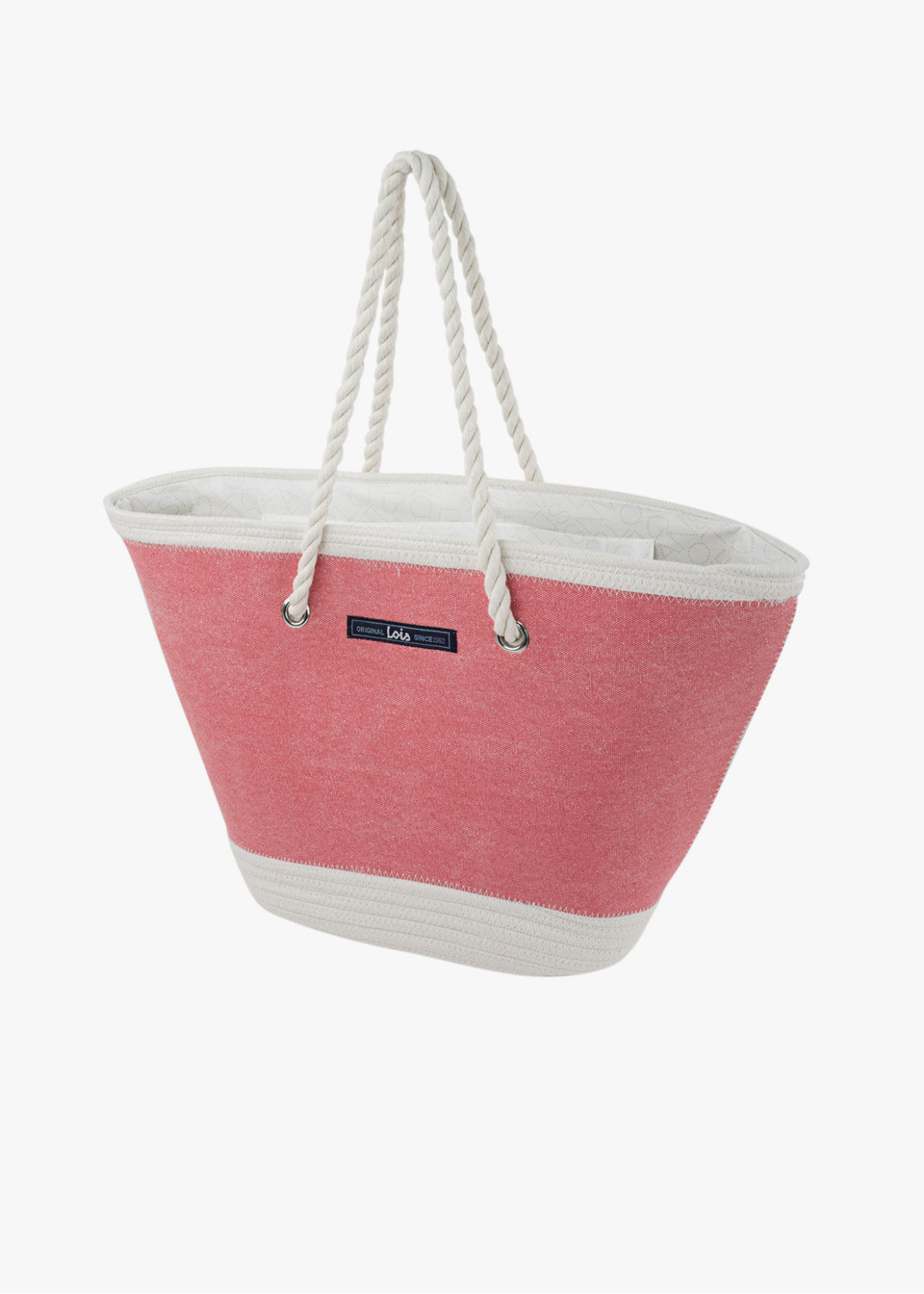 Bolsa Playa cremallera logo bordado rosa