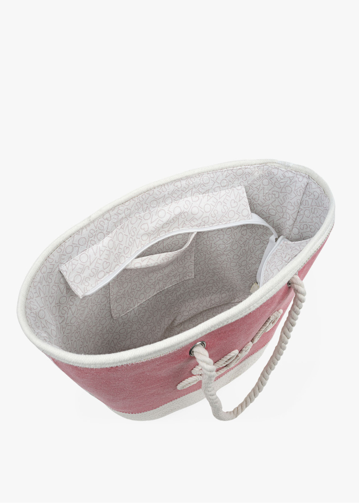Bolsa Playa cremallera logo bordado rosa