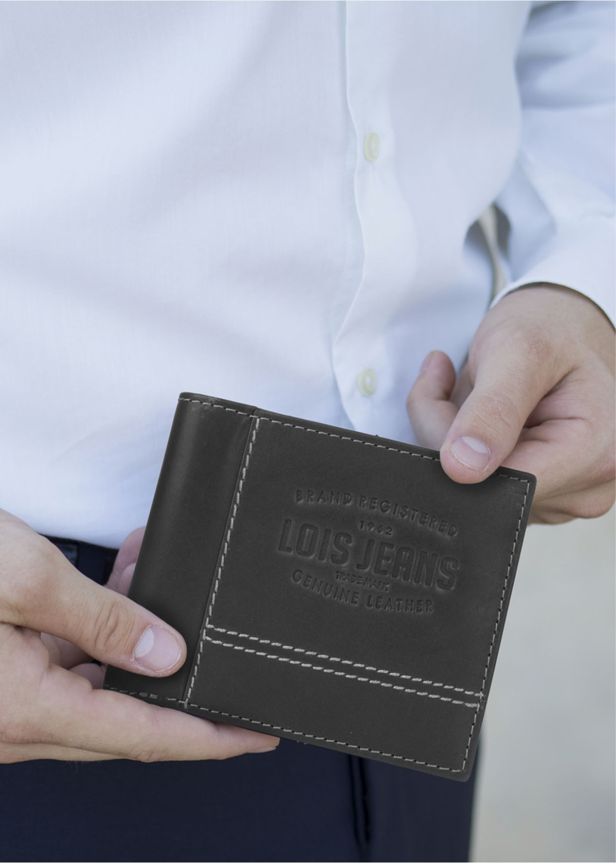 Cartera Billetera de piel con Monedero Y Múltiples Compartimentos pespuntes a contraste negra