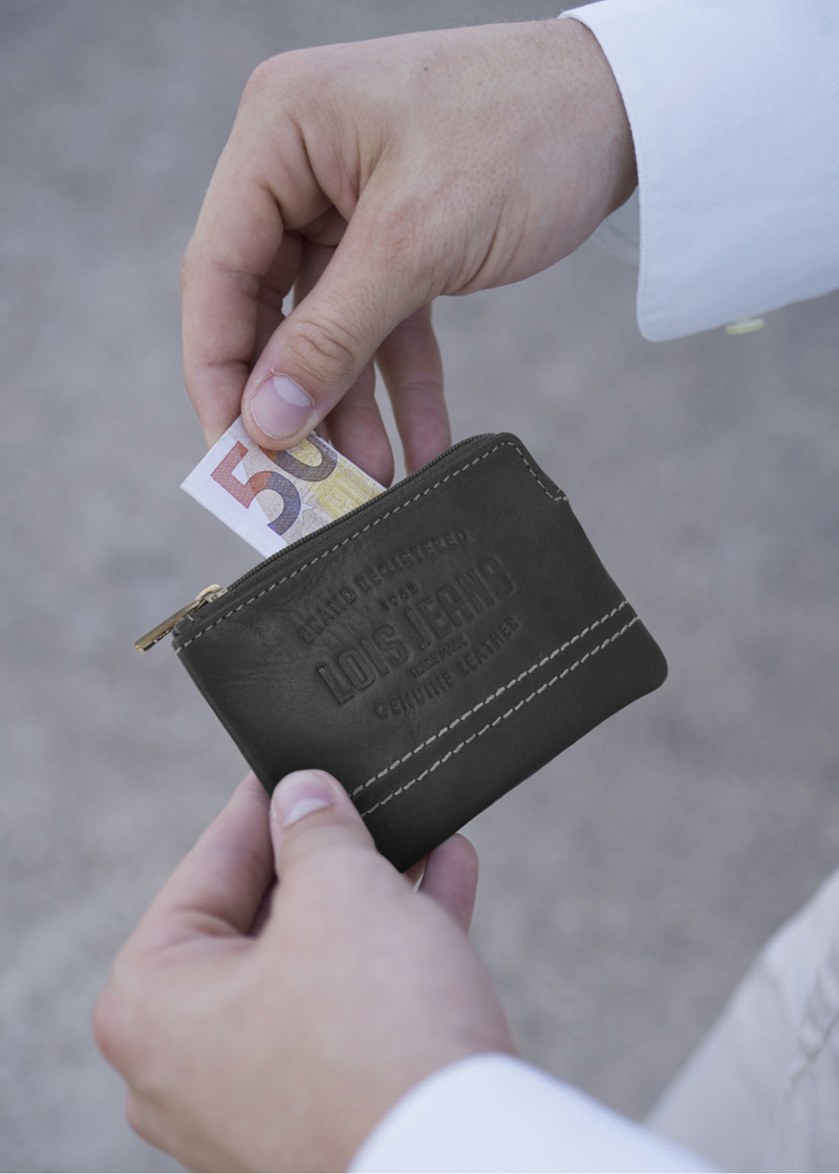 Monedero piel portamonedas pequeño bolsillos cremalleras negro