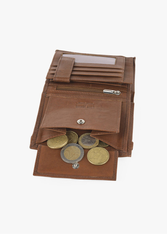 Cartera billetera de Piel Con Monedero Y Múltiples Compartimentos cuero