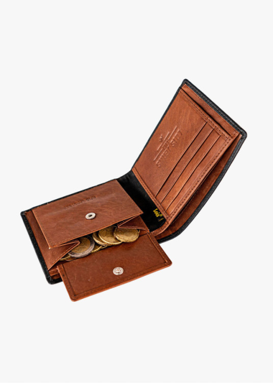 Cartera billetera de Piel Con Compartimento Para Tarjetas negra