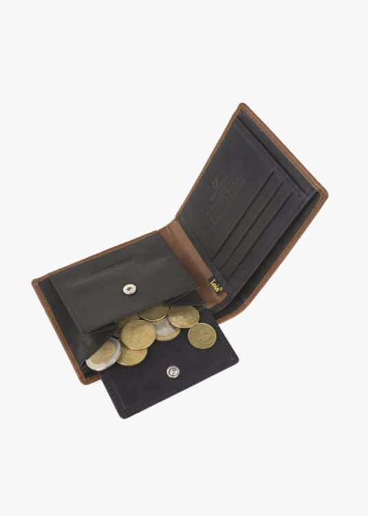 Cartera billetera de Piel Con Compartimento Para Tarjetas marrón