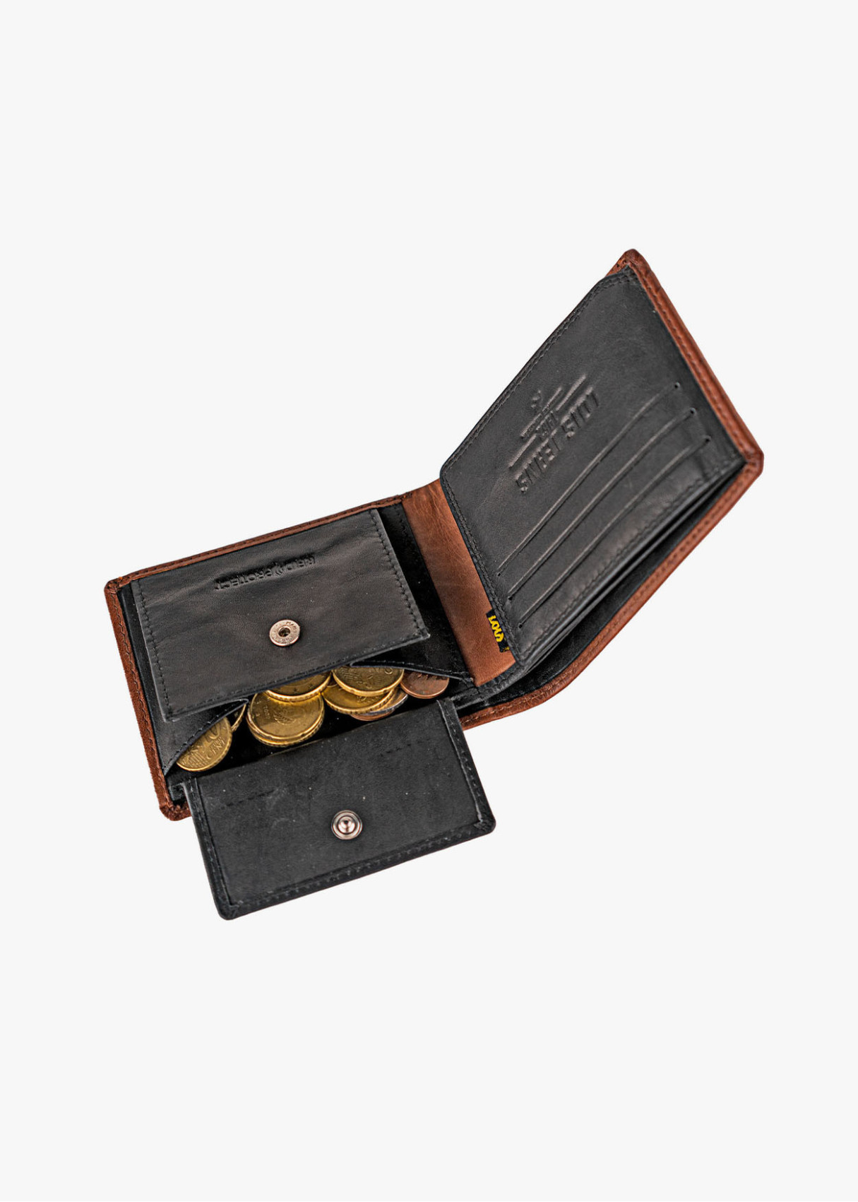 Cartera billetera de Piel Con Compartimento Para Tarjetas cuero