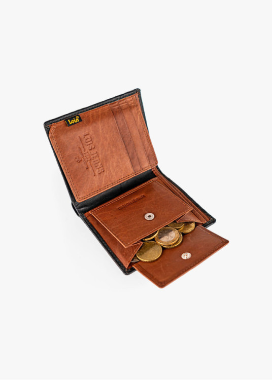 Cartera billetera de Piel Con Compartimento Para Tarjetas negra