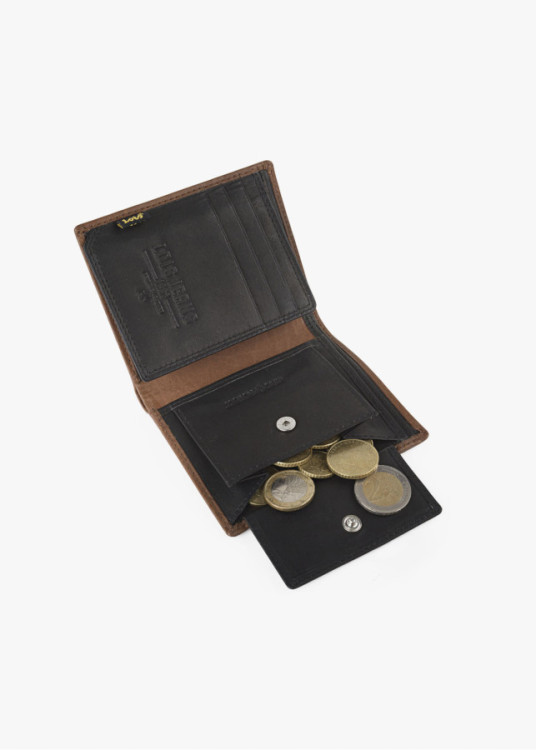 Cartera billetera de Piel con Compartimento Para Tarjetas marrón