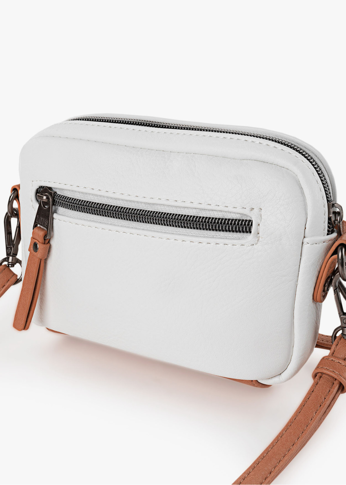 Bolso bandolera estampado bordado bolsillo frontal cremallera blanco