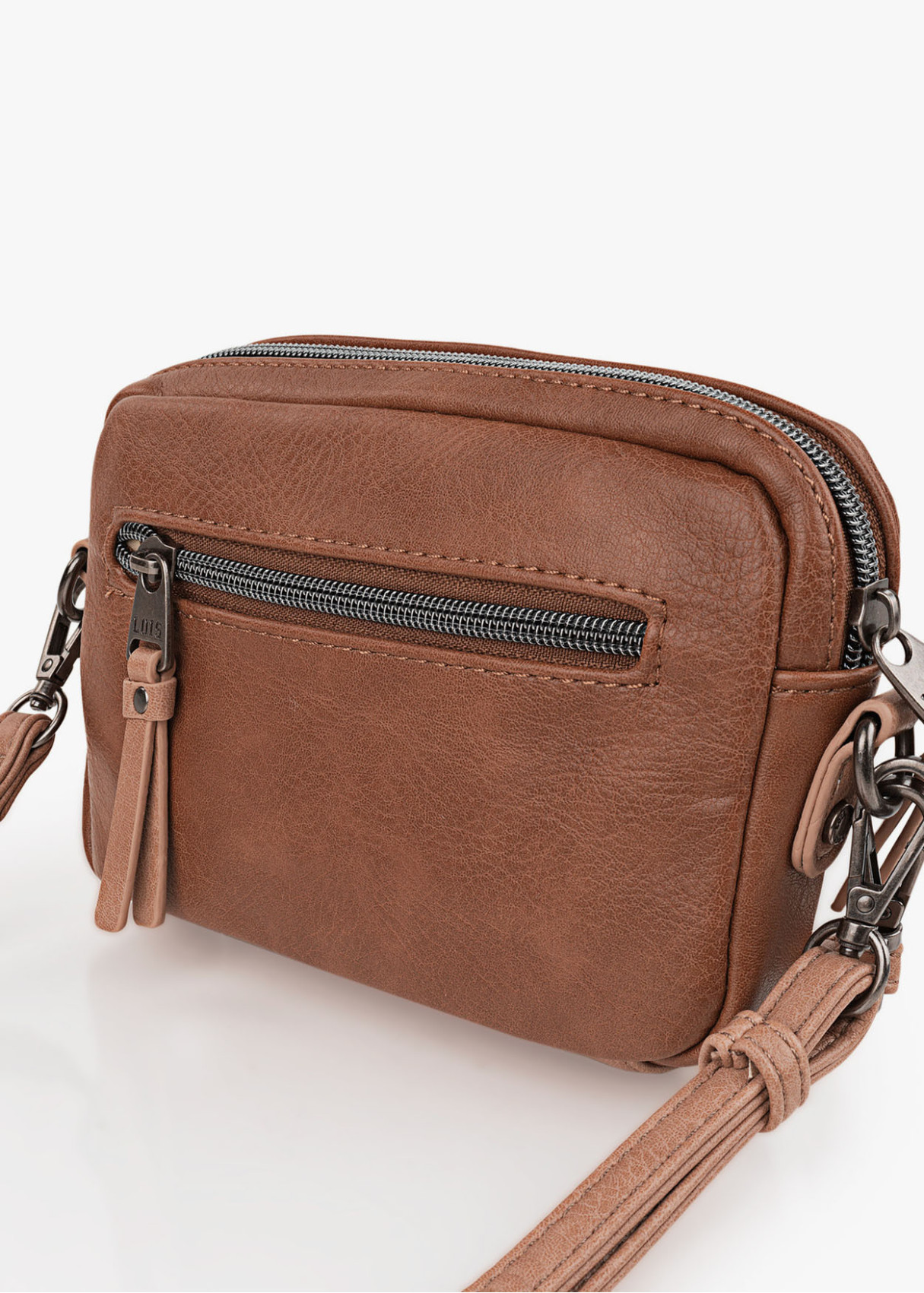 Bolso bandolera estampado bordado bolsillo frontal cremallera cuero