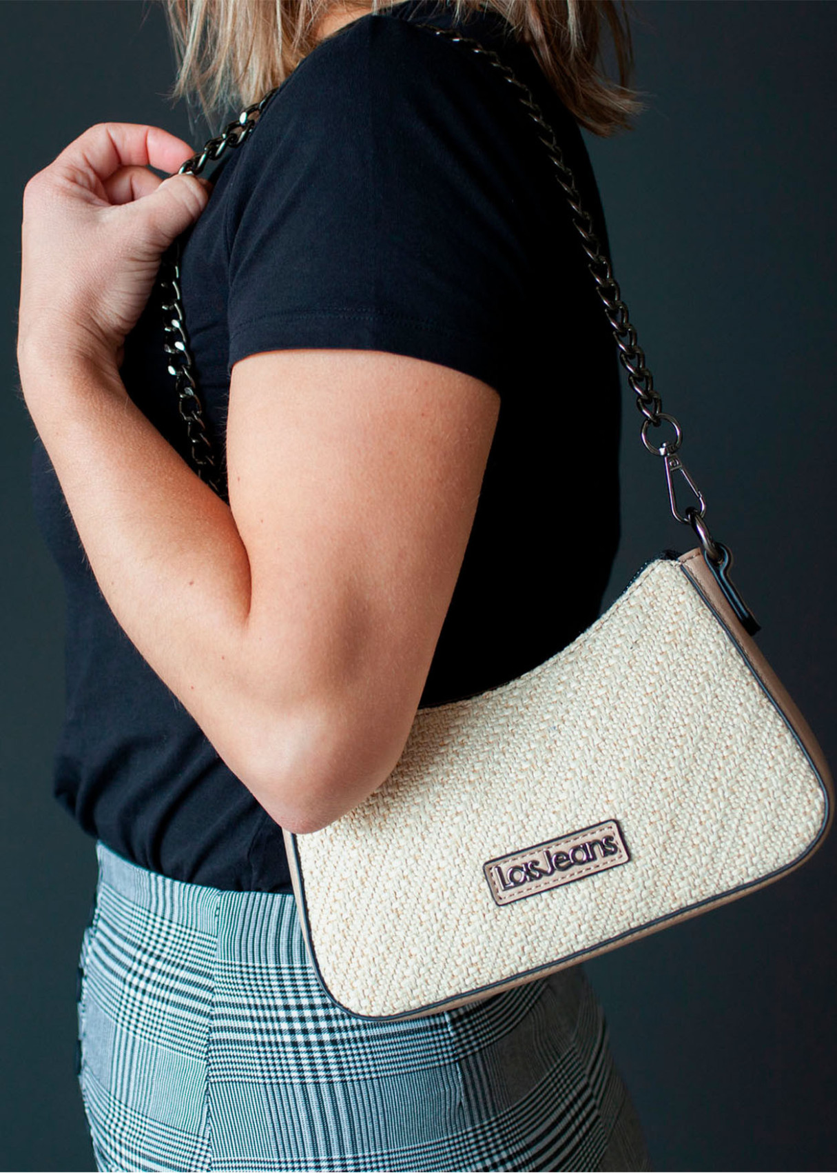 Bolso Bandolera 2 Asas Extraíbles cadena y ajustable beige