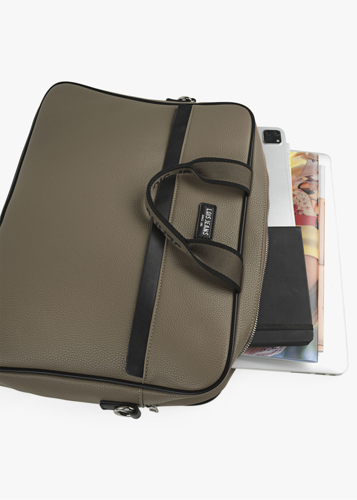 Portadocumentos ajustable bolsillo frontal cremallera verde