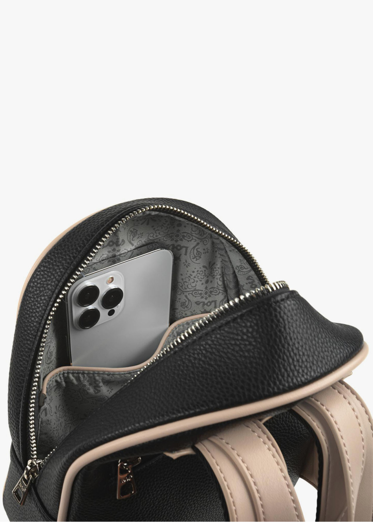 Mochila Casual bicolor bolsillo frontal cremallera negra