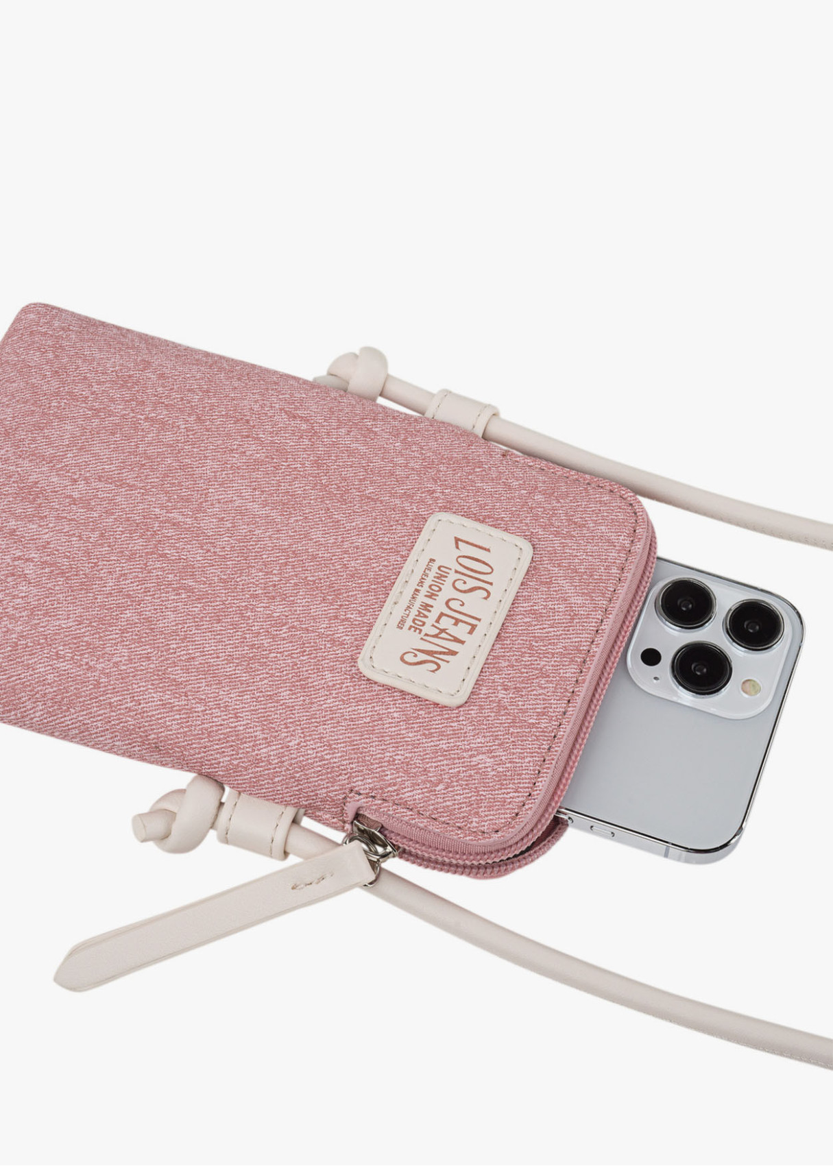 Bandolera ajustable móvil logo frontal bolsillo trasero rosa