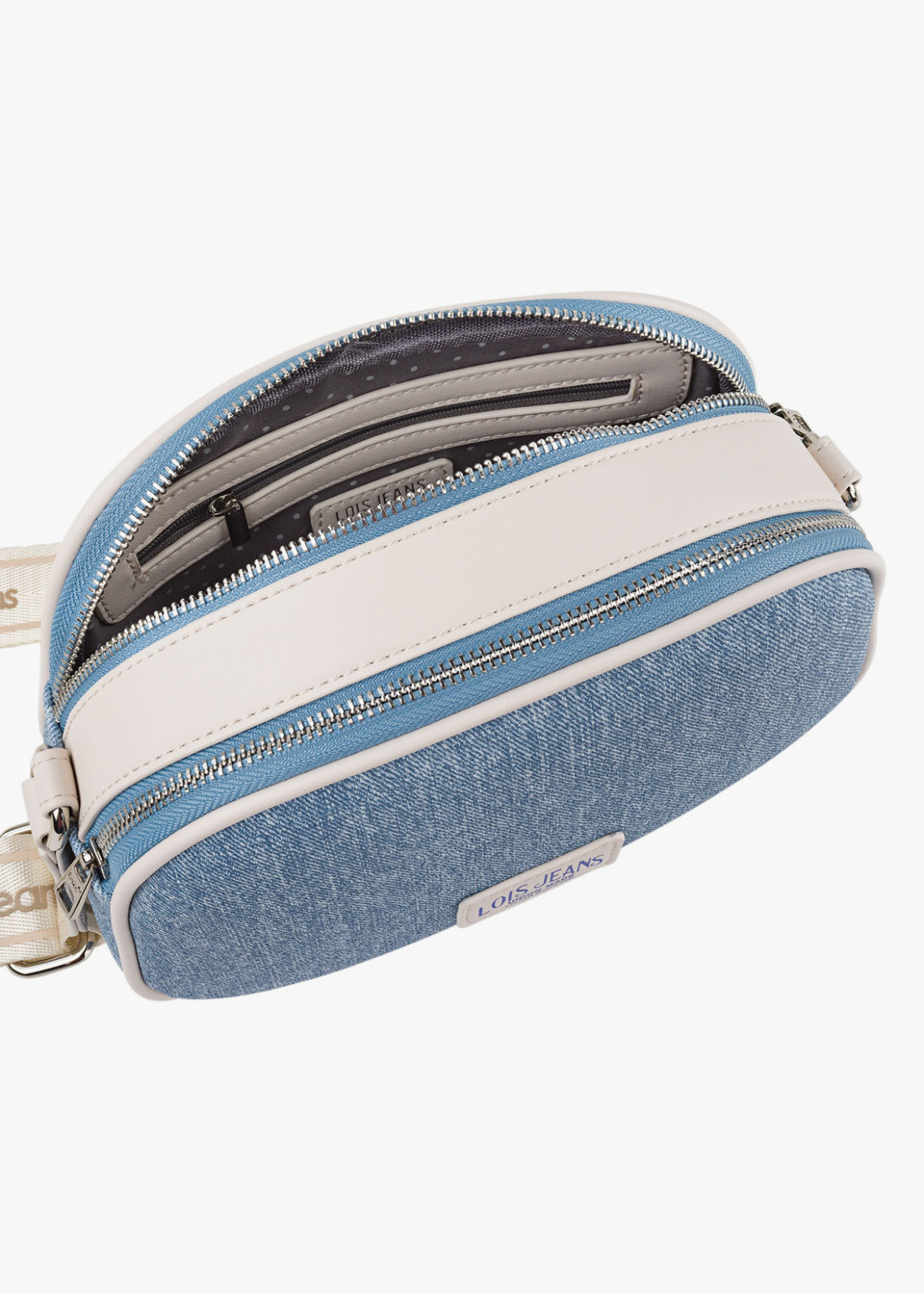 Bandolera ajustable logo frontal bolsillo trasero azul