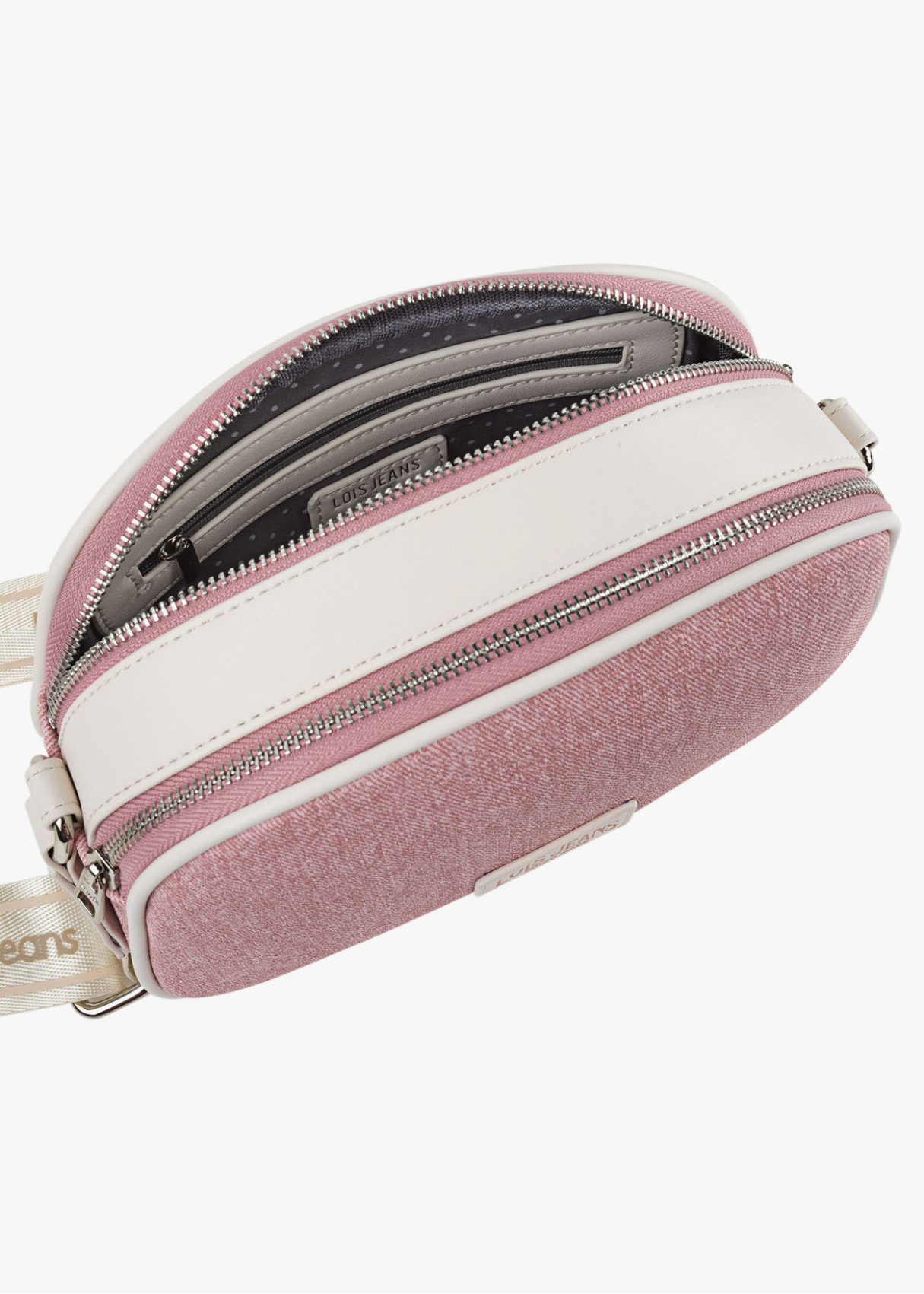 Bandolera ajustable logo frontal bolsillo trasero rosa